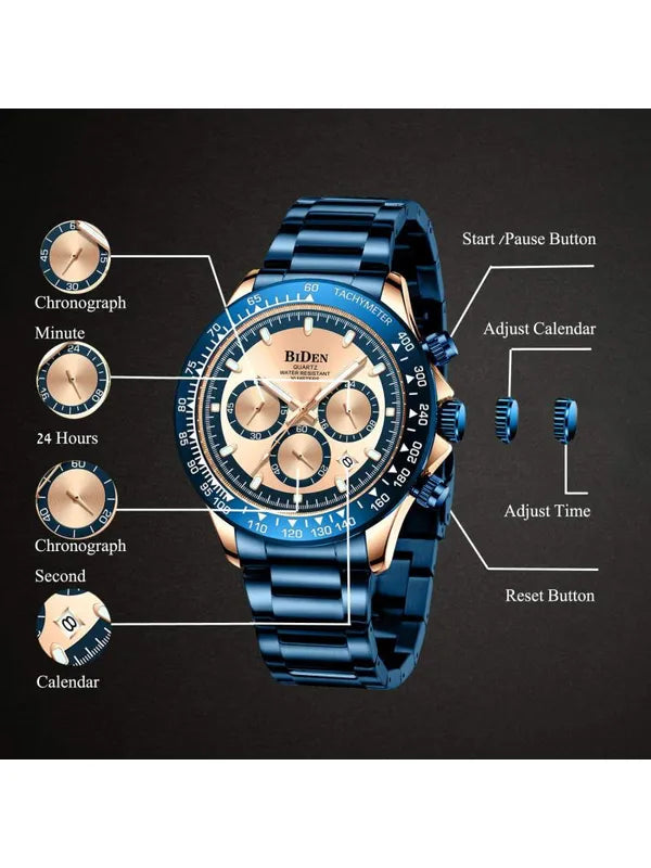 OVERFLY BIDEN Chronograph Luxury Men's Watch(NOW IN INDIA)-Blue Gold