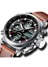 OVERFLY Megalith Analog-Digital Chronograph Sports Leather Strap Watch For-Men 3003