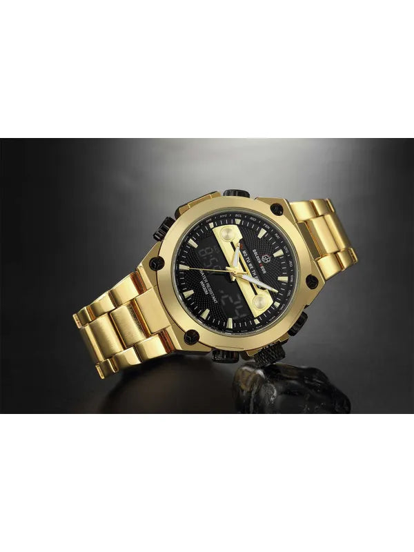 Overfly Golden Hour Gold Analog Digital Chronograph Watch for Men's