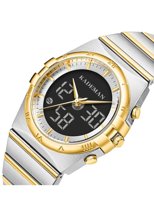 OVERFLY KADEMAN Luxury Digiatl Chronograph & Dual Time ladies Watch ( NOW IN INDIA)(Gold-Silver)