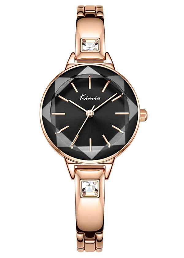 KIMIO -K6312S Black-Gold Analog ladies watches