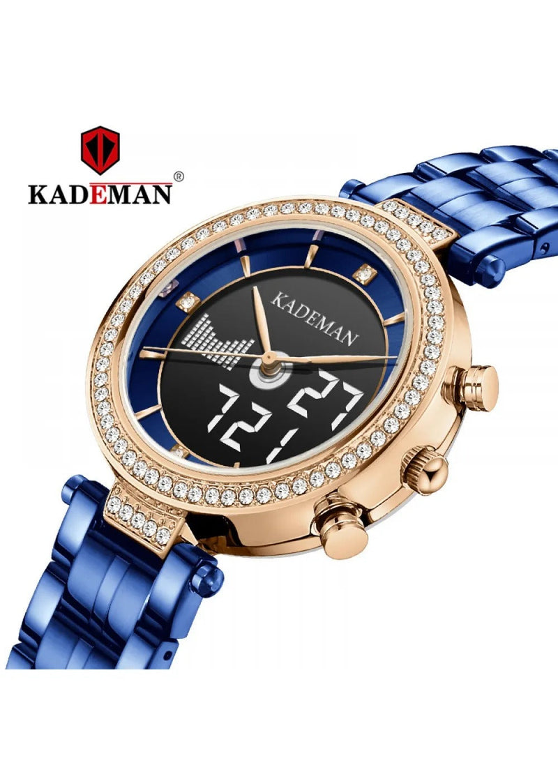 OVERFLY KADEMAN Luxury Digiatl Chronograph & Dual Time ladies Watch ( NOW IN INDIA)(Blue)