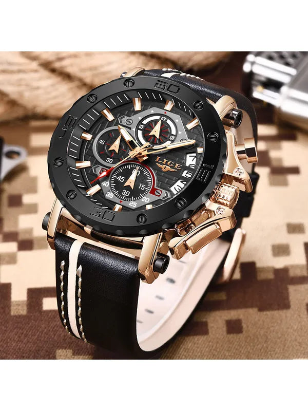 OVERFLY LIGE Analog Chronograph Luxury Watch for Men - Black