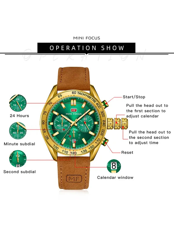 OVERFLY MINI FOCUS Gold-Green Chronograph Luxury Men's Watch (NOW IN INDIA)