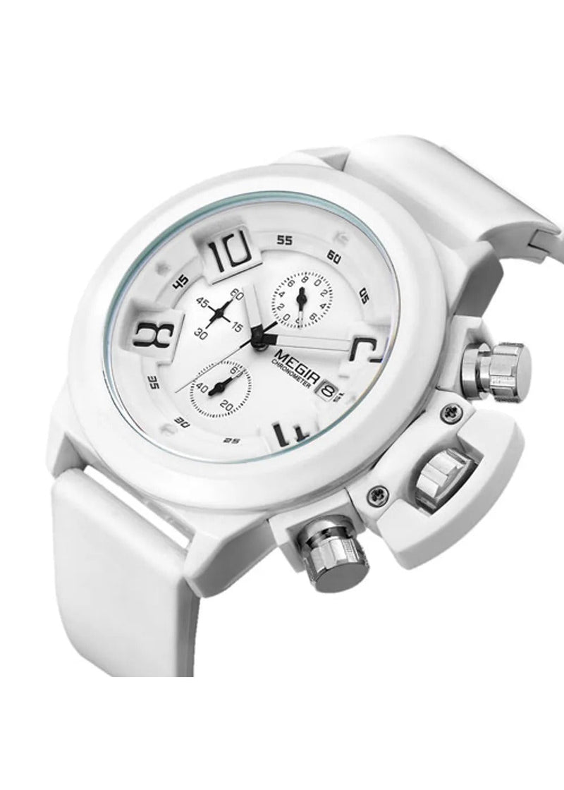 Megir-MG-2002-White Analog Mens Chronograph Watch