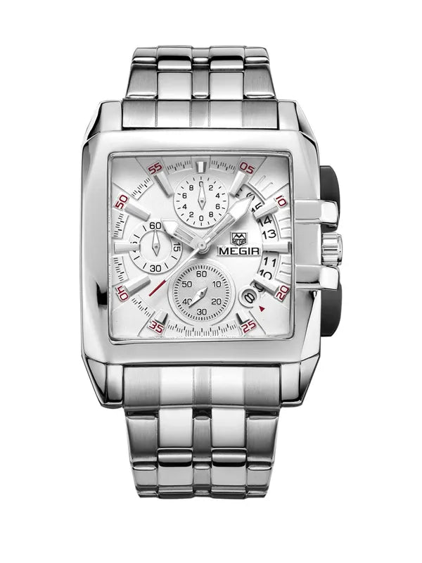 OVERFLY Megir Silver Luxury Chronograph Watch For-Men(2018)