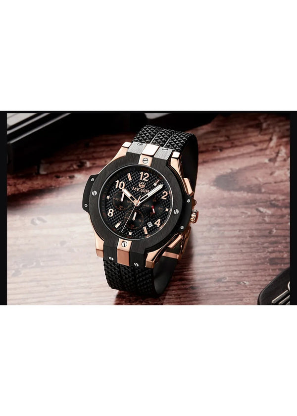 OVERFLY Megir Analog Chronograph Watch For-Men (2050-Gold)