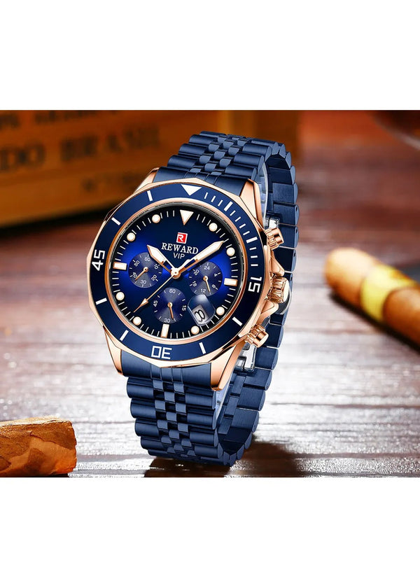 OVERFLY REWARD Blue Analog Chronograph Luxury Watch For Men