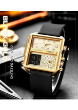 OVERFLY SANDA NOW IN INDIA - Square Dial Men's Analog & Digital Chronograph Watch (GOLD & BLACK)