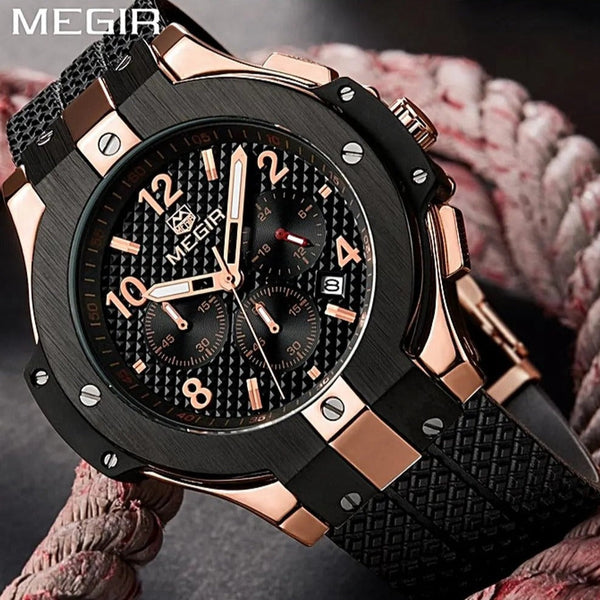 OVERFLY Megir Analog Chronograph Watch For-Men (2050-Gold)